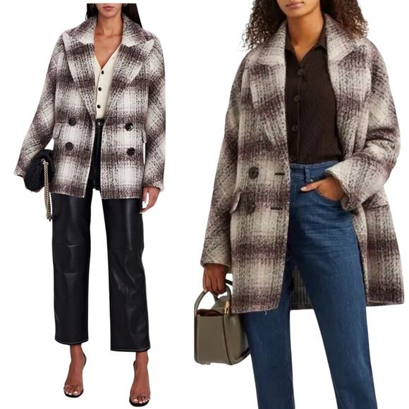 VERONICA BEARD Deena Wool Plaid Double Breasted Dickey Coat - Picture 1 of 11